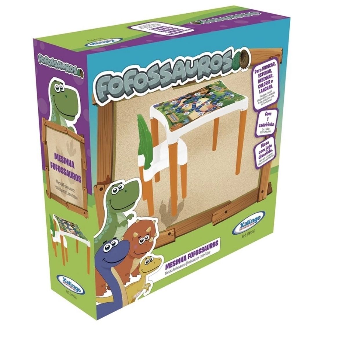 Mesinha Infantil Fofossauros c/ Cadeira Fácil de Montar Assentos e Encostos Xalingo - 04956