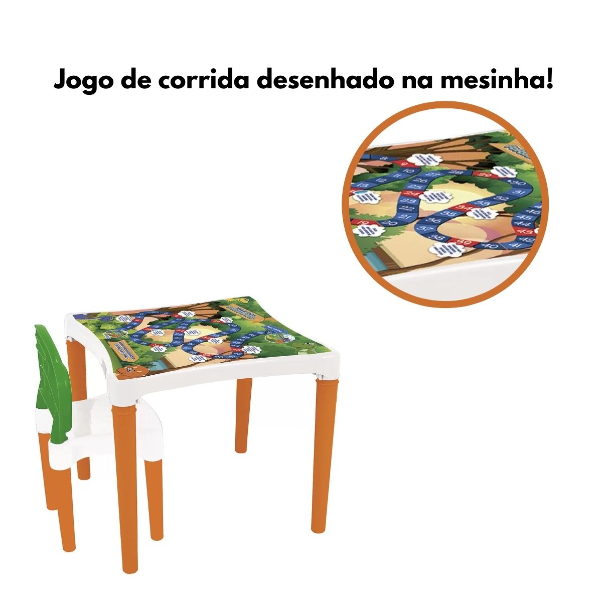 Mesinha Infantil Fofossauros c/ Cadeira Fácil de Montar Assentos e Encostos Xalingo - 04956