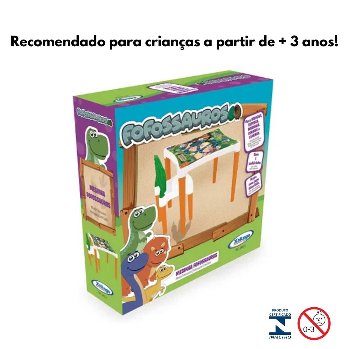 Mesinha Infantil Fofossauros c/ Cadeira Fácil de Montar Assentos e Encostos Xalingo - 04956