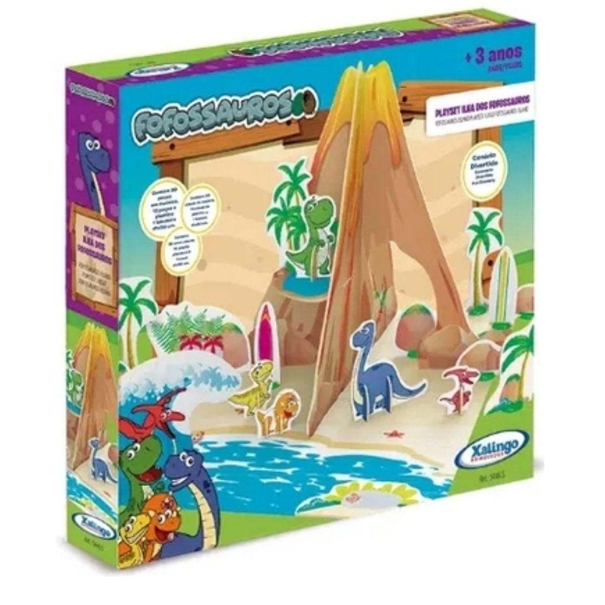 Brinquedo para Criança Quebra Cabeça 3D Playset Ilha Dos Fofossauros com 30 peças Xalingo 5446.5