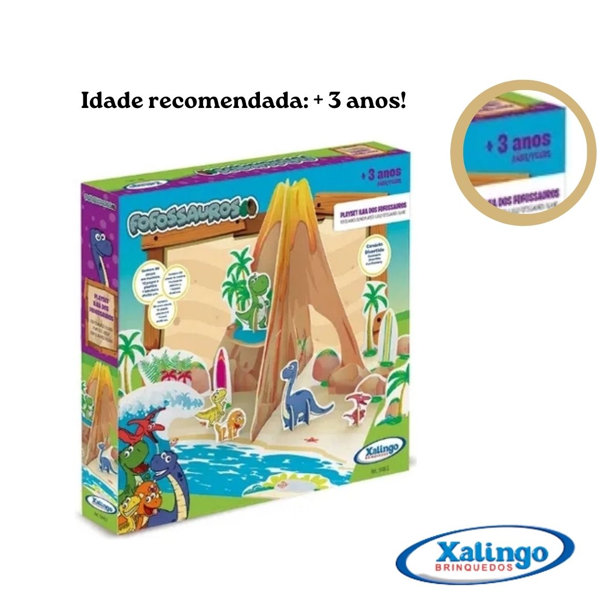 Brinquedo para Criança Quebra Cabeça 3D Playset Ilha Dos Fofossauros com 30 peças Xalingo 5446.5