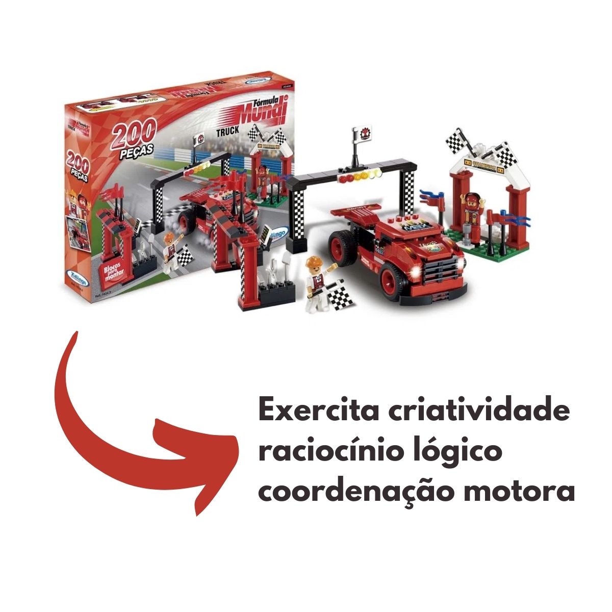 Brinquedo De Montar Encaixe p/ Criança Fórmula Mundi Truck 200 Peças +6 Anos Xalingo 1024.3