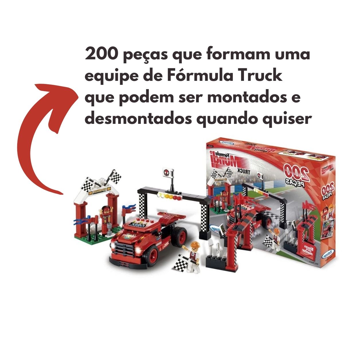 Brinquedo De Montar Encaixe p/ Criança Fórmula Mundi Truck 200 Peças +6 Anos Xalingo 1024.3