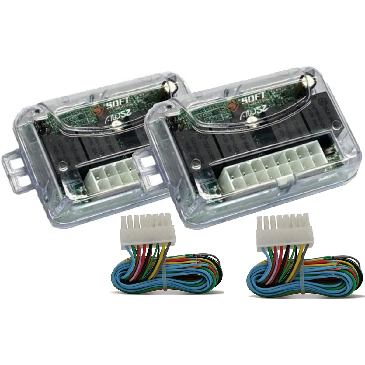 COMP Kit 2 Unidades Módulo De Vidro Elétrico Universal 2 Portas Antiesmagamento Subida E Descida Digital Soft Aw52