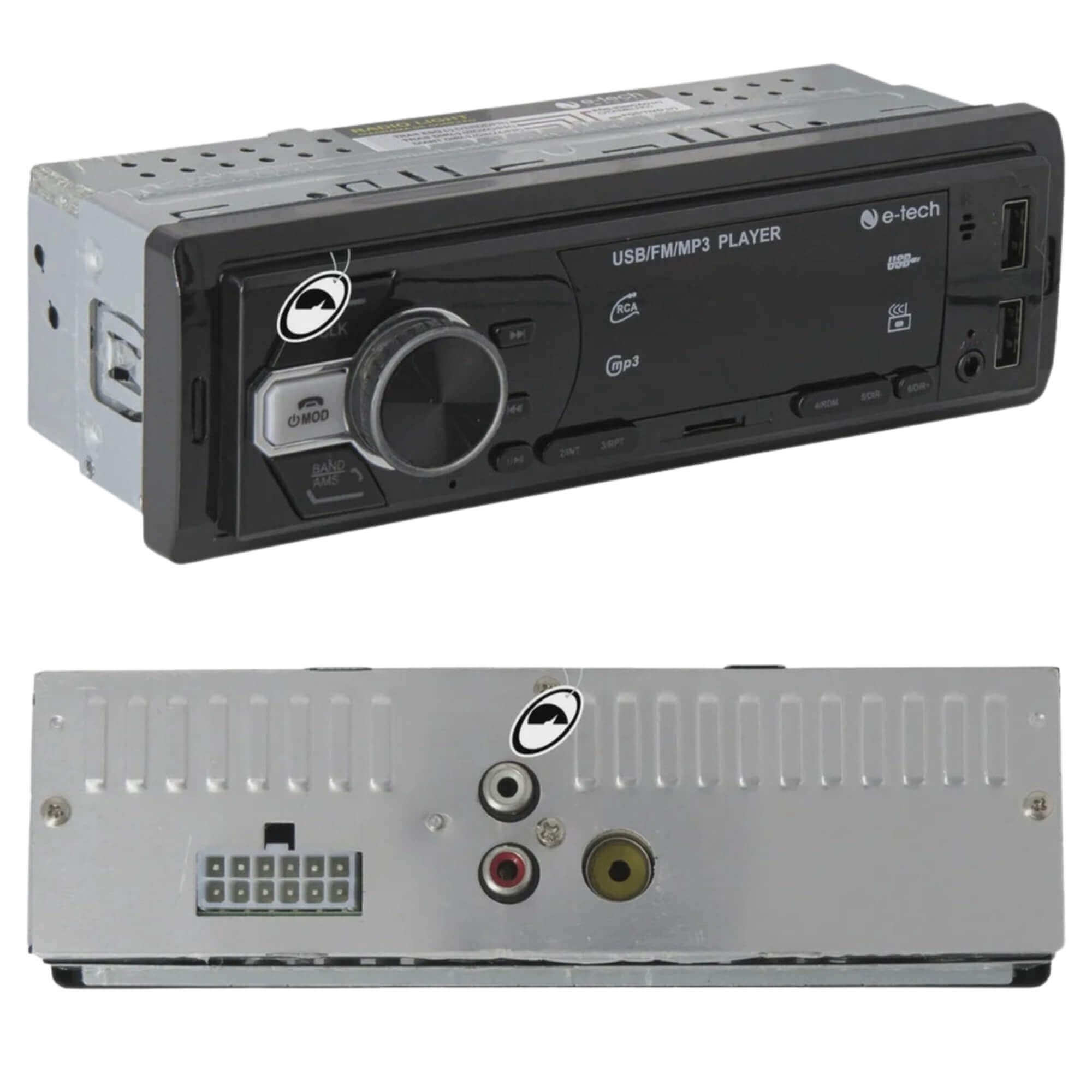 Rádio Automotivo Bluetooth FM SD USB Mp3 Player Automotivo E-Tech - ET-MP3-02