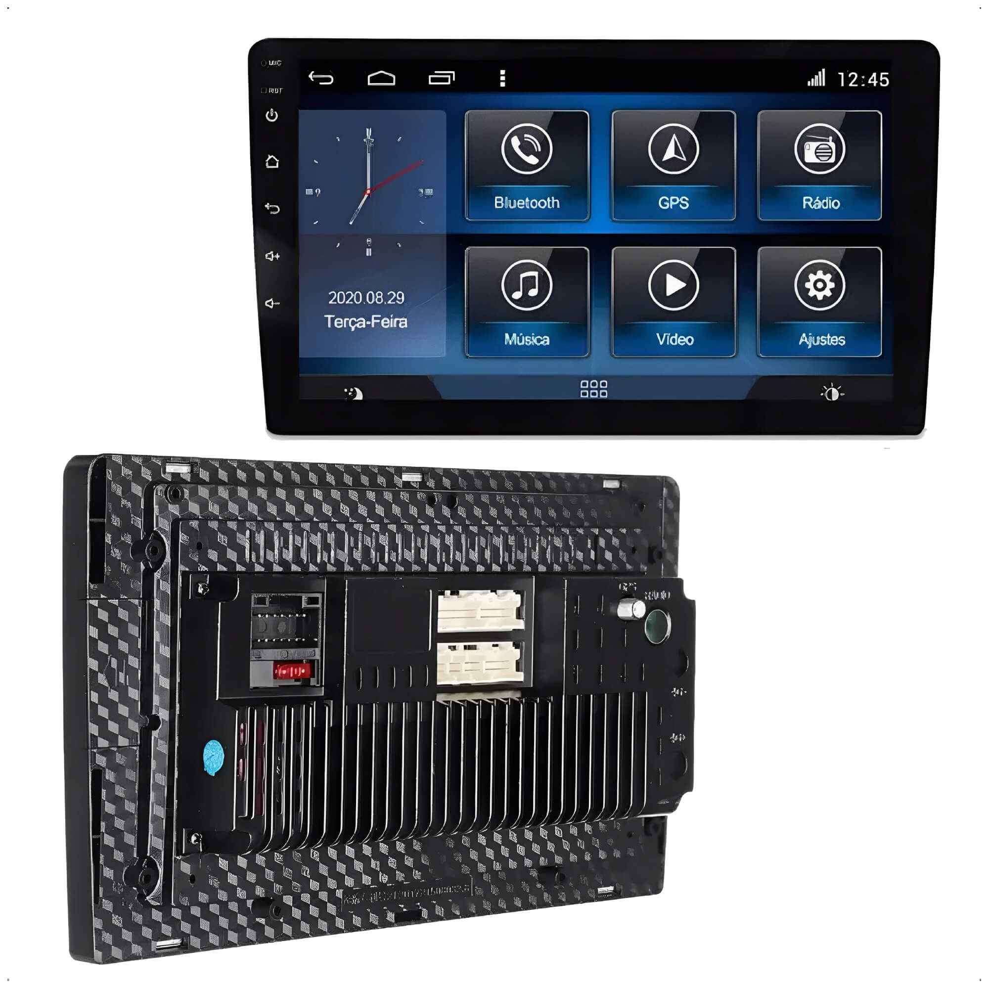 Central Multimídia Android 11 MP5 Slim 10 Polegadas USB Bluetooth FM Android/IOS H-Tech HT-9610