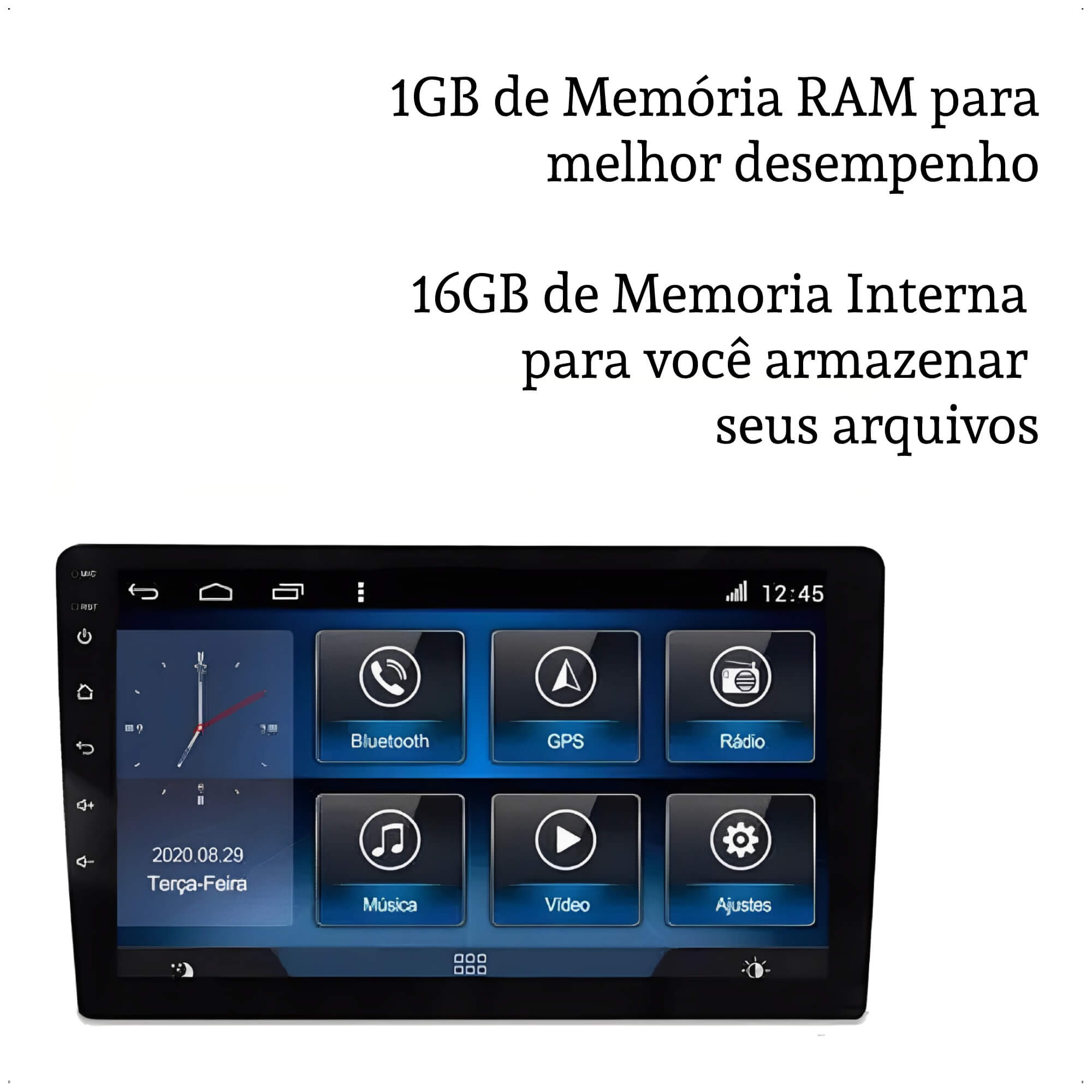Central Multimídia Android 11 MP5 Slim 10 Polegadas USB Bluetooth FM Android/IOS H-Tech HT-9610