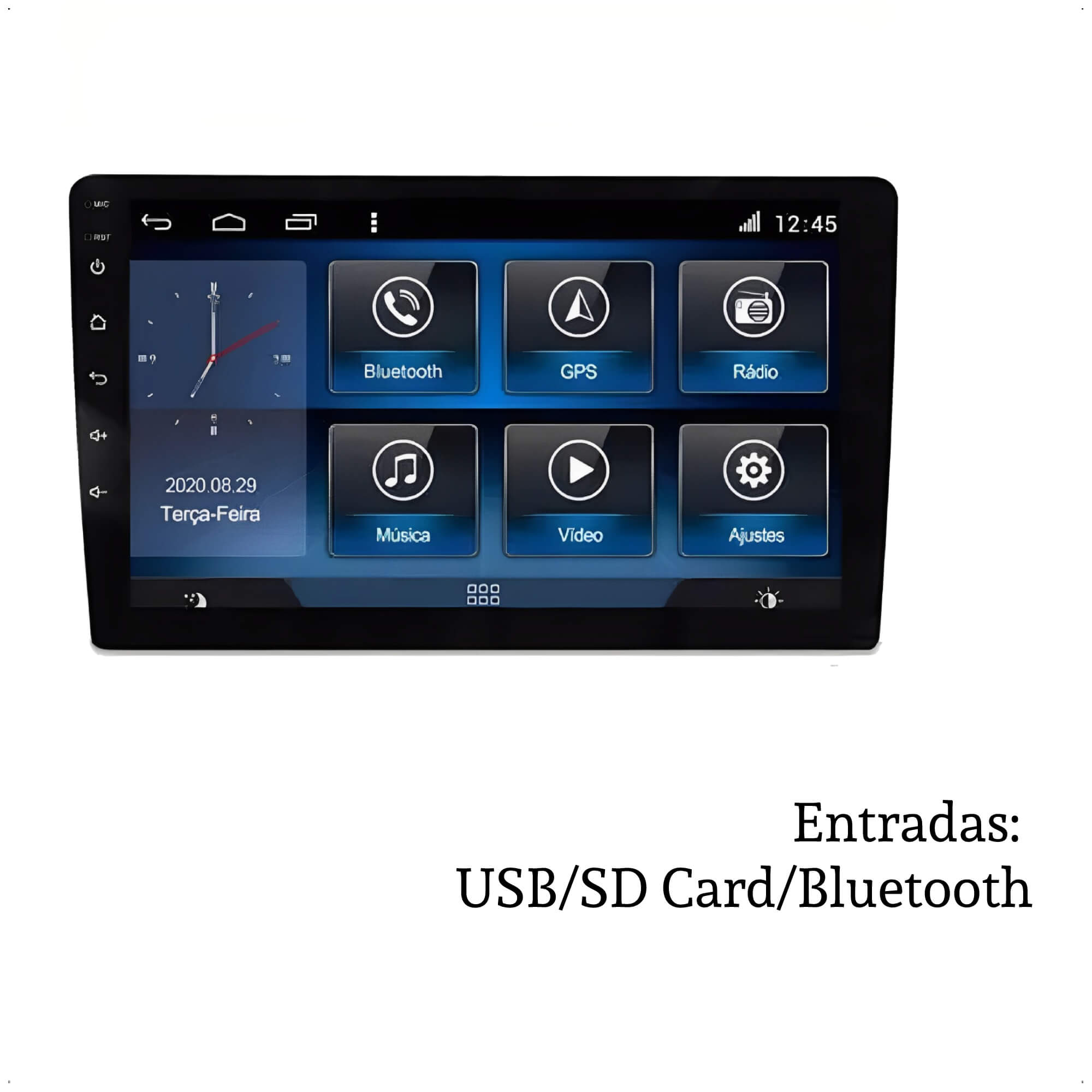 Central Multimídia Android 11 MP5 Slim 10 Polegadas USB Bluetooth FM Android/IOS H-Tech HT-9610