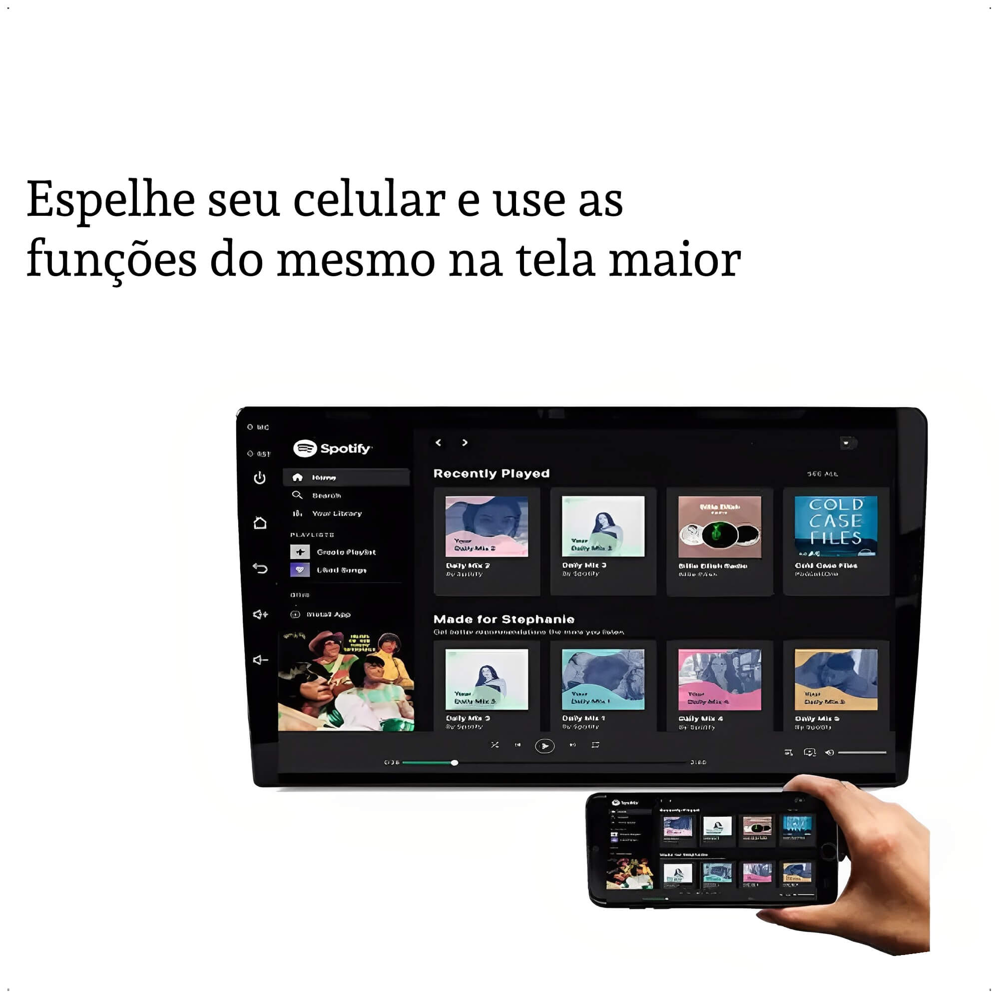 Central Multimídia Android 11 MP5 Slim 10 Polegadas USB Bluetooth FM Android/IOS H-Tech HT-9610