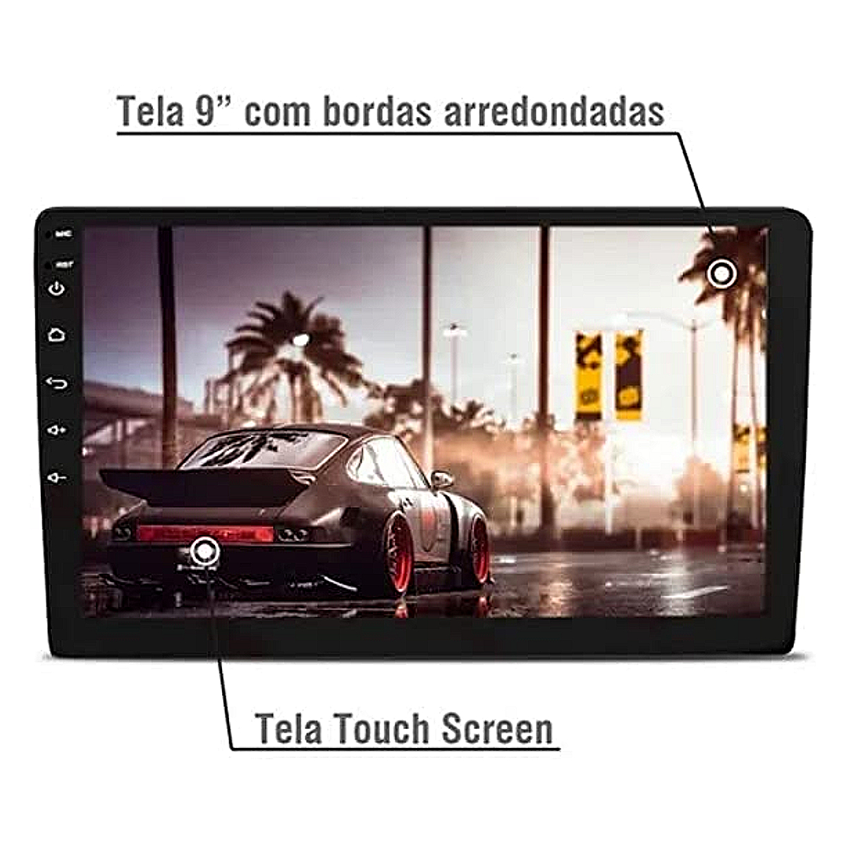 Central Multimídia 2 Din Android 11 MP5 9 Pol HT-9622 WiFi GPS Bluetooth USB Android e iOS H-Tech