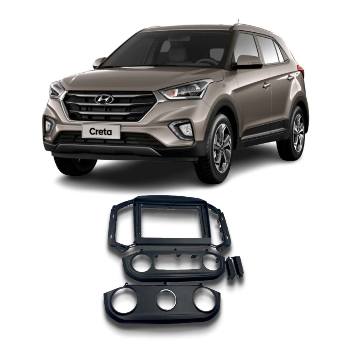 Moldura 2 Din 10 Polegadas Hyundai Novo Creta 2021/2022 Preto EPX10HY010 - Expex