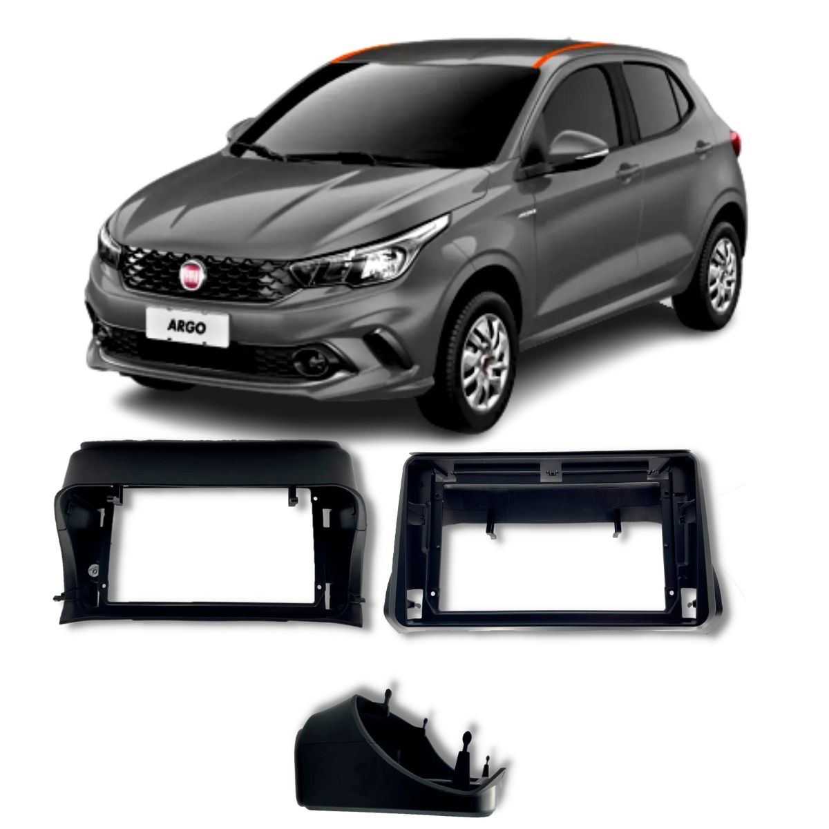 Moldura 2 Din 9 Polegadas Fiat Argo 2018 em diante Preto Expex - EPX9FT006