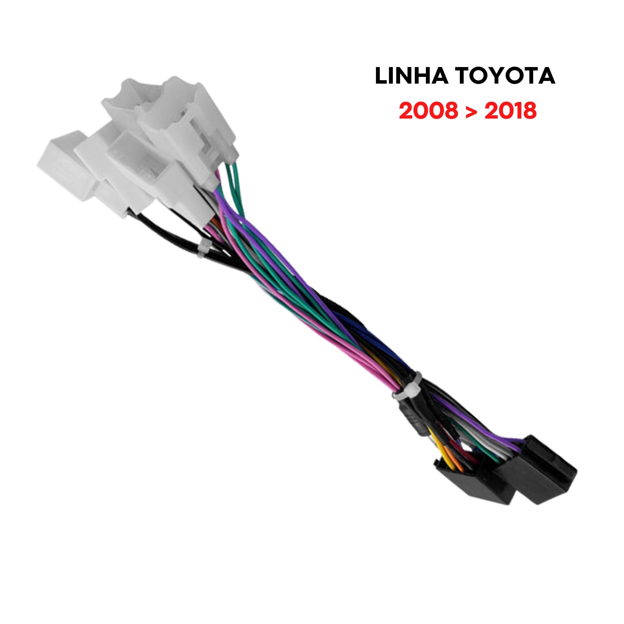 Kit Fácil Chicote de ligação de som e Adaptador Linha Toyota 2008 até 2018 Expex -EXC TO-073