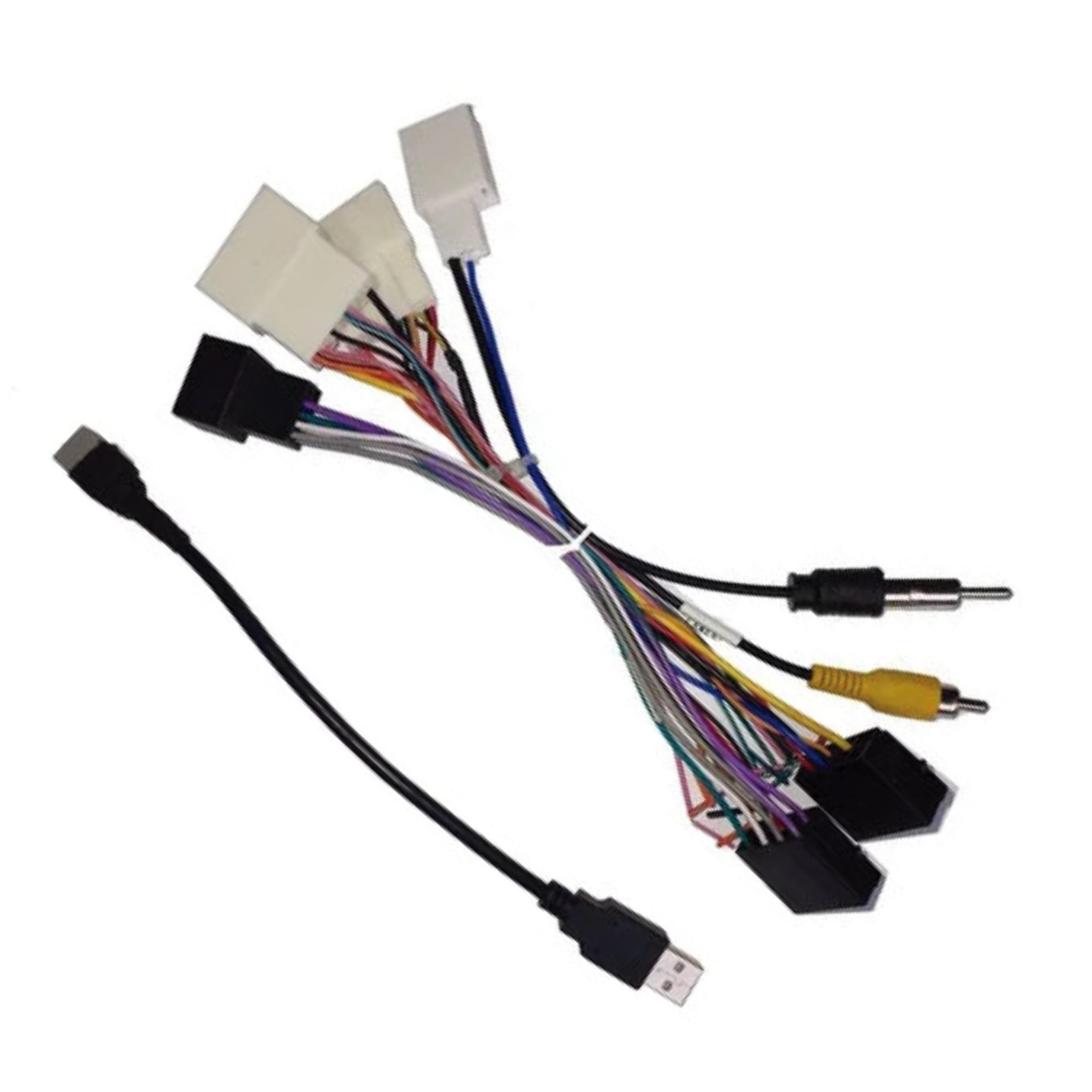 Kit Chicote ligação Adaptador Antena Plug P/Interface Volante P/Auto-Falante C/USB + RCA EXC TO-07