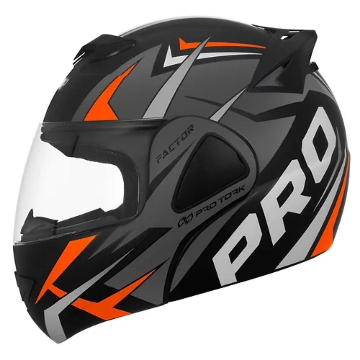 Capacete V-Pro Jet Factor Fosco Tam. 60 Cinza/Laranja Fecho Forro Espuma CAP-903CZF Pro Tork