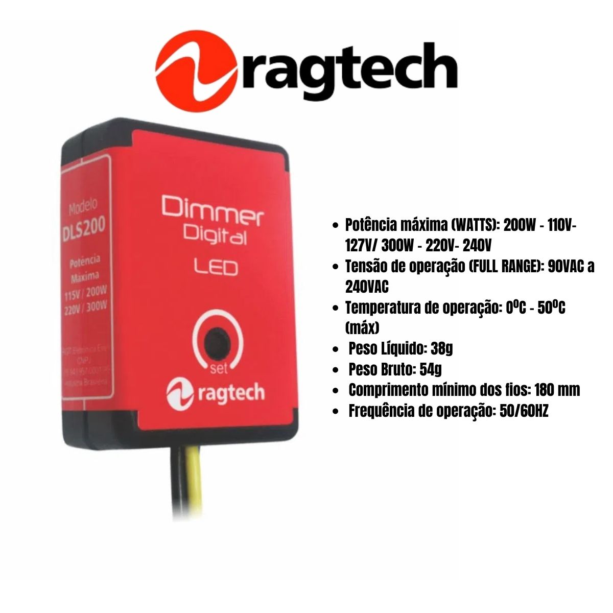 Dimmer Digital Bivolt Modelo DLS200 - Ragtech 20DIM4440