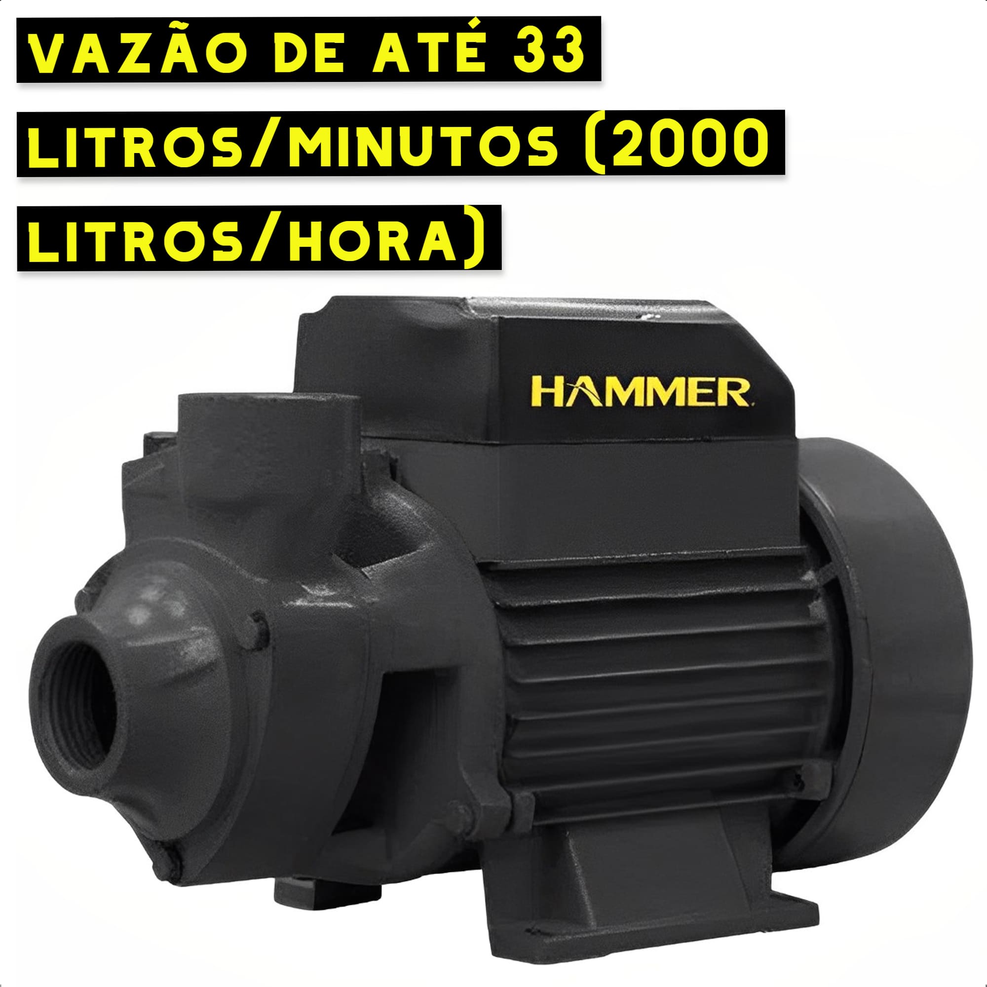 Bomba de Água Periférica 1/2HP 2000L/h 370W 110V/127V Rotor Em Bronze Hammer - GYMP500_110