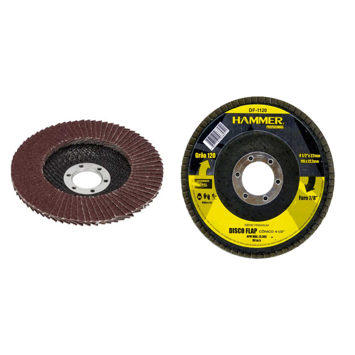 Disco Flap 115mm x 22,2mm - Grão 120 Hammer GYDF1120