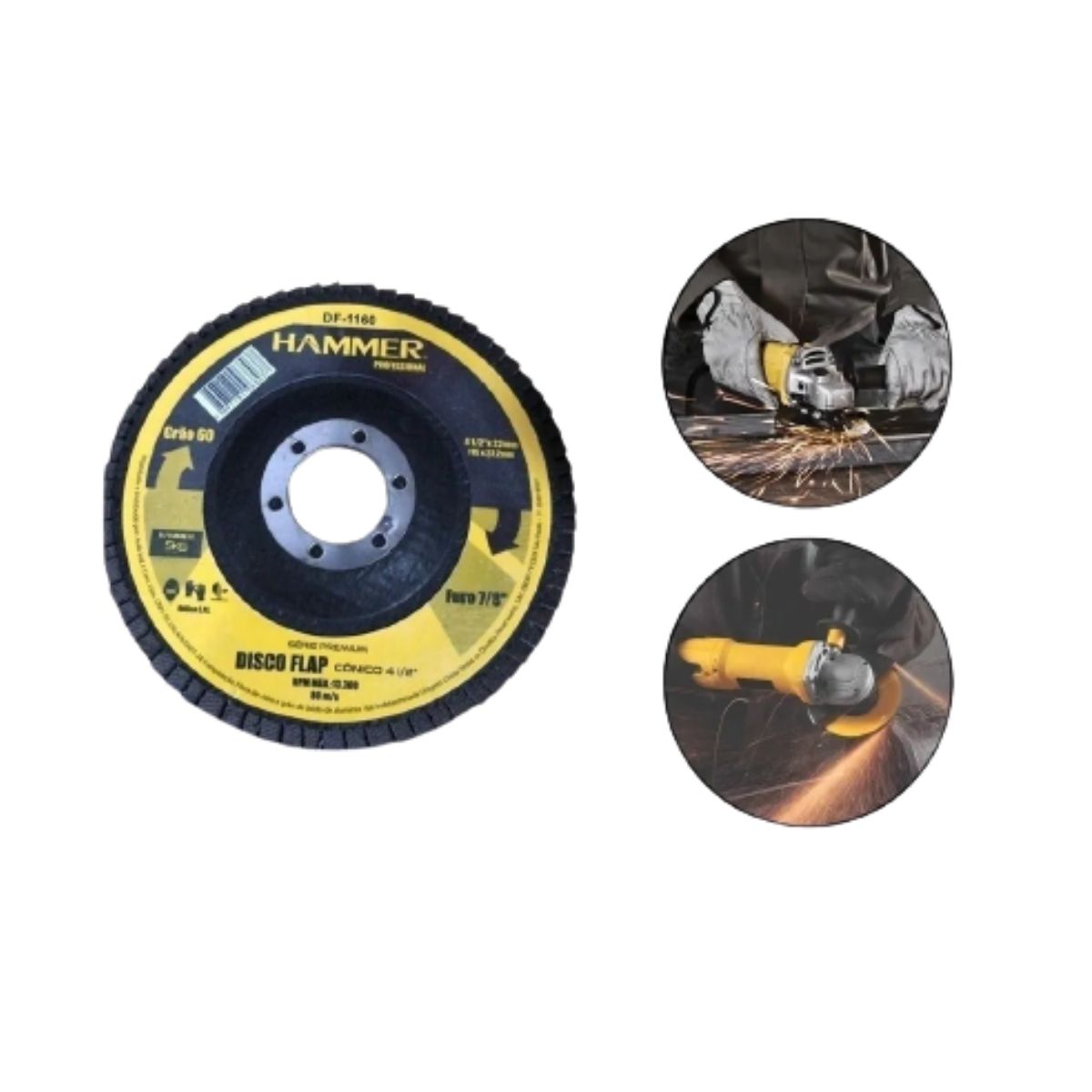 Disco Flap 115MM - Grão 60 série premium Hammer GYDF1160