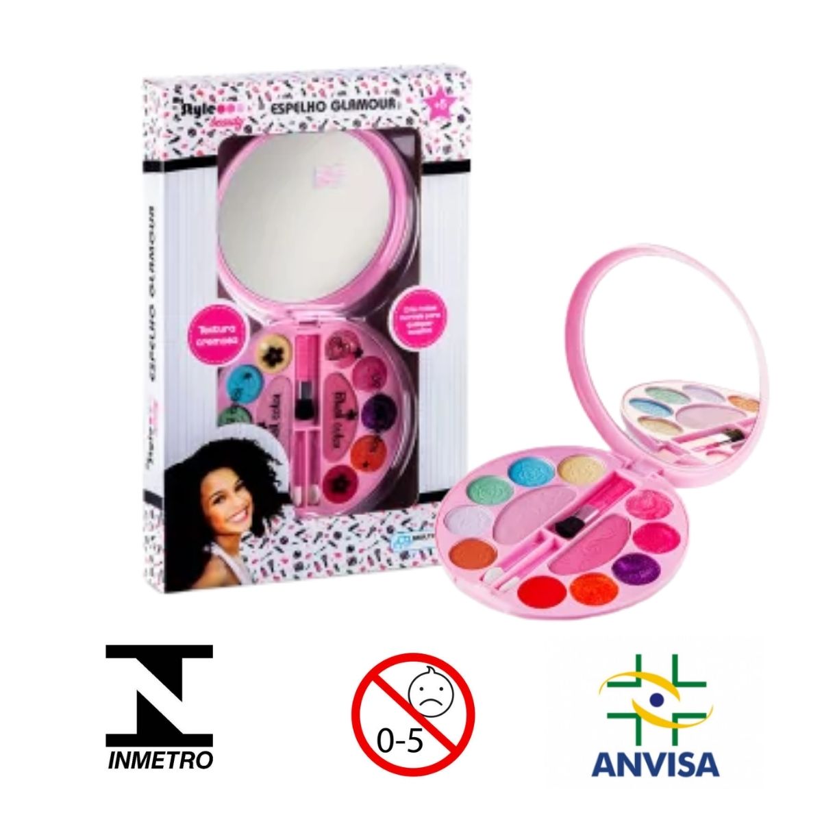 Maquiagem Infantil Paleta com Espelho e Pincéis Glamour My Style Beauty Rosa Multikids - BR1332