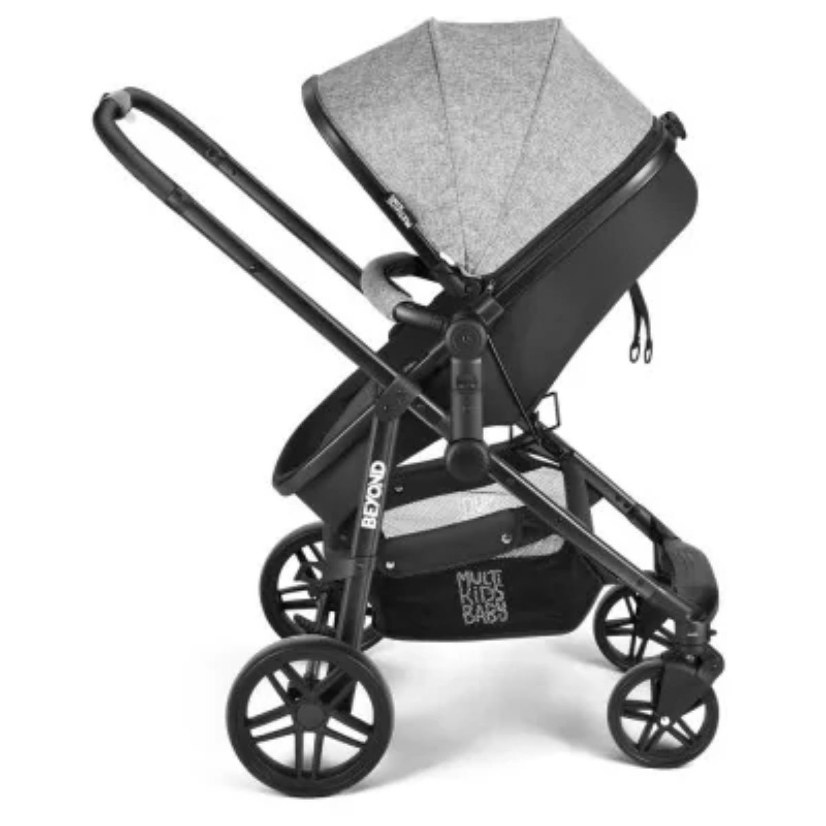Carrinho de Bebê Passeio Suporta Até 15kg Beyond 2x1 Moisés Roda Giratória Assento Reversível Cinza Multikids Baby BB429