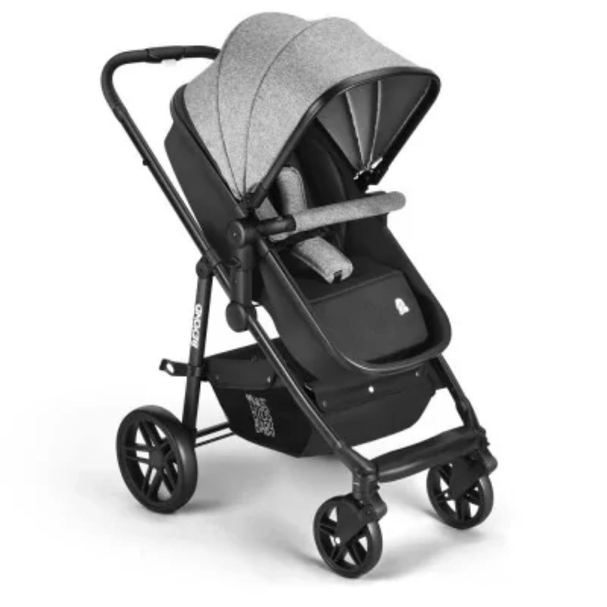Carrinho de Bebê Passeio Suporta Até 15kg Beyond 2x1 Moisés Roda Giratória Assento Reversível Cinza Multikids Baby BB429
