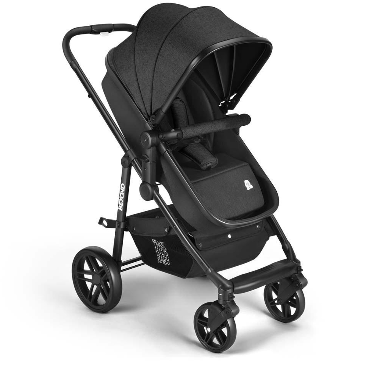 Carrinho de Bebê Beyond 2x1 Assento Moisés Até15kg Rodas Giratórias Assento Reversível Preto Multikids Baby BB428