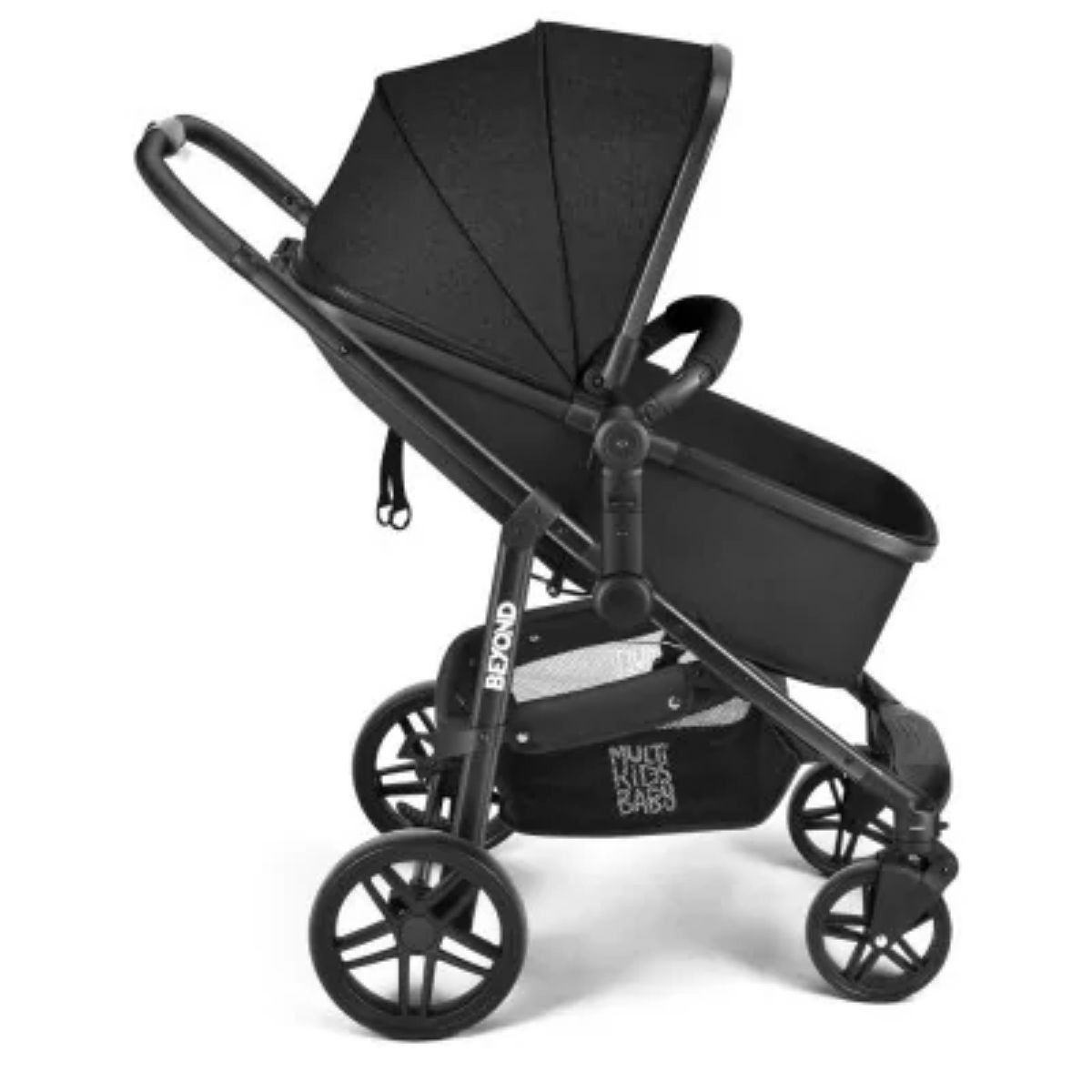 Carrinho de Bebê Beyond 2x1 Assento Moisés Até15kg Rodas Giratórias Assento Reversível Preto Multikids Baby BB428