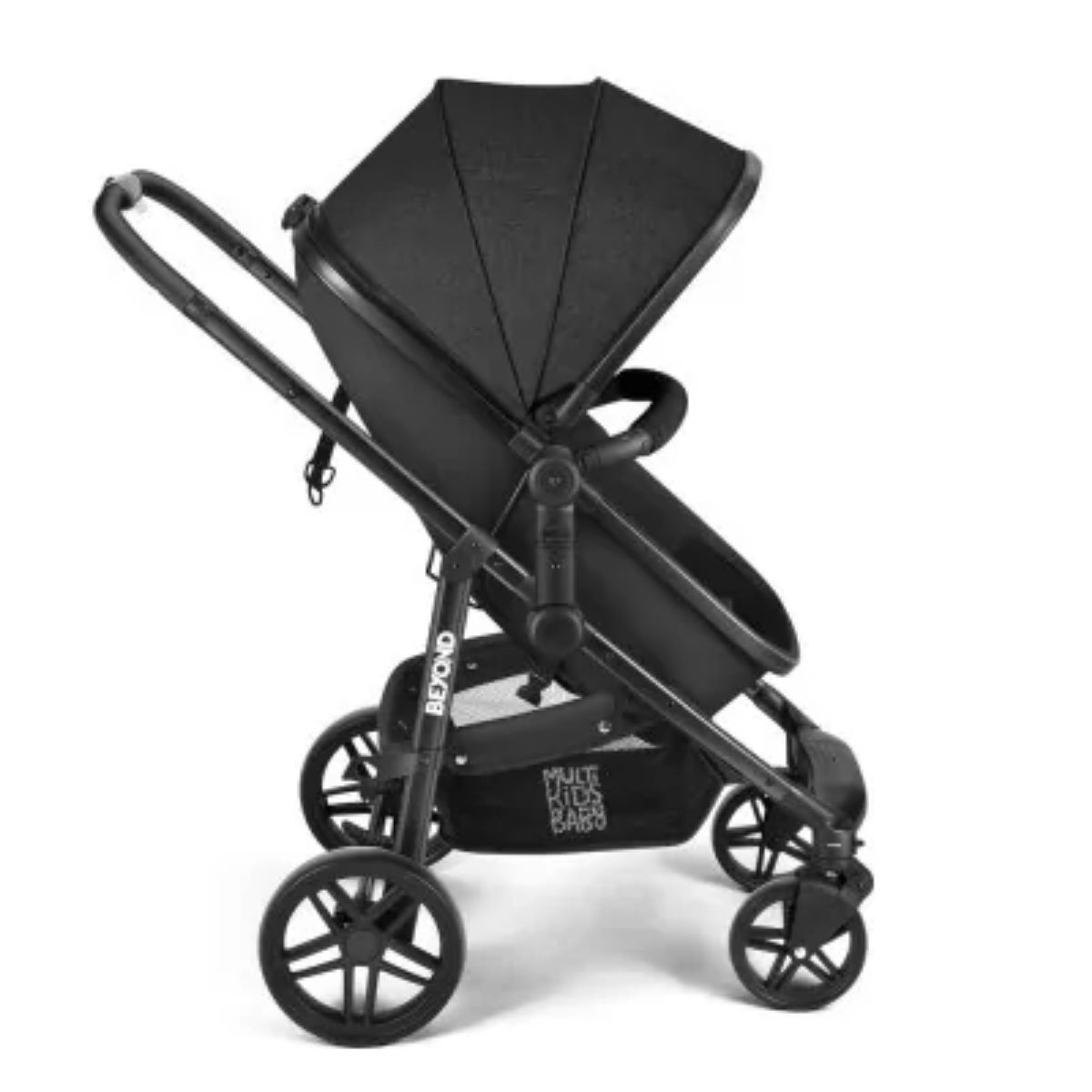 Carrinho de Bebê Beyond 2x1 Assento Moisés Até15kg Rodas Giratórias Assento Reversível Preto Multikids Baby BB428