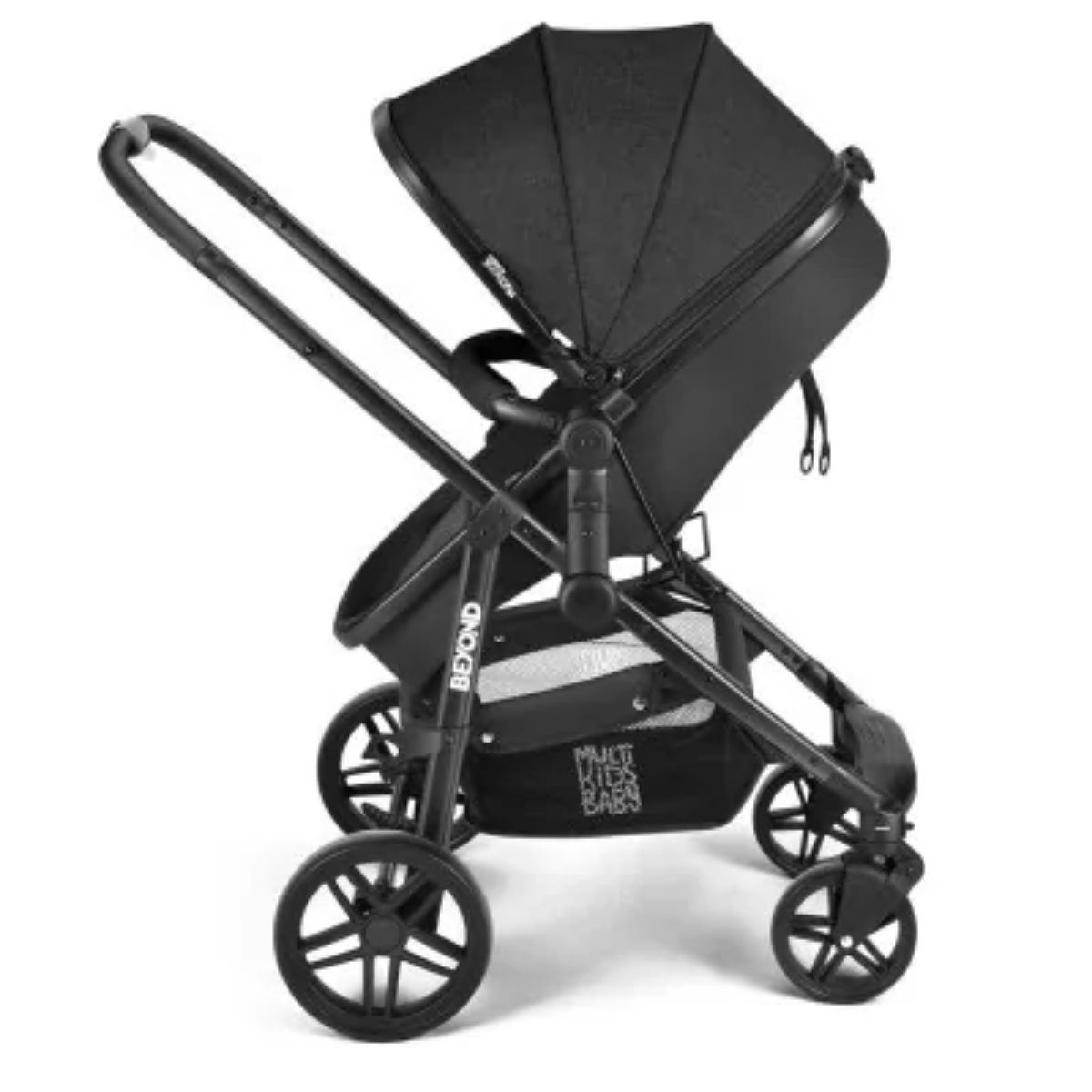 Carrinho de Bebê Beyond 2x1 Assento Moisés Até15kg Rodas Giratórias Assento Reversível Preto Multikids Baby BB428
