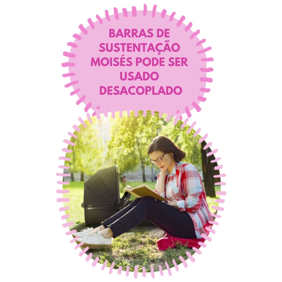 Carrinho de Bebê Beyond 2x1 Assento Moisés Até15kg Rodas Giratórias Assento Reversível Preto Multikids Baby BB428
