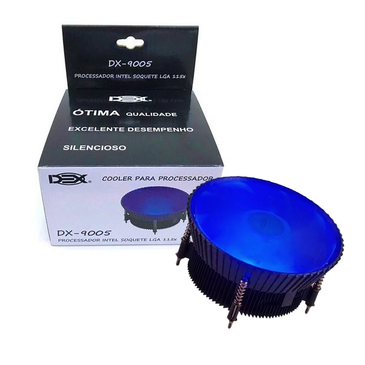 Cooler Gamer para Processador Intel 1150/1151/1155 Silencioso LED Azul - Dex DX-9005