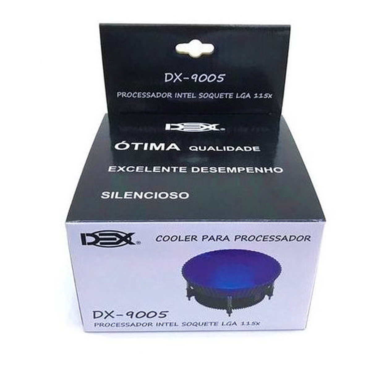 Cooler Gamer para Processador Intel 1150/1151/1155 Silencioso LED Azul - Dex DX-9005