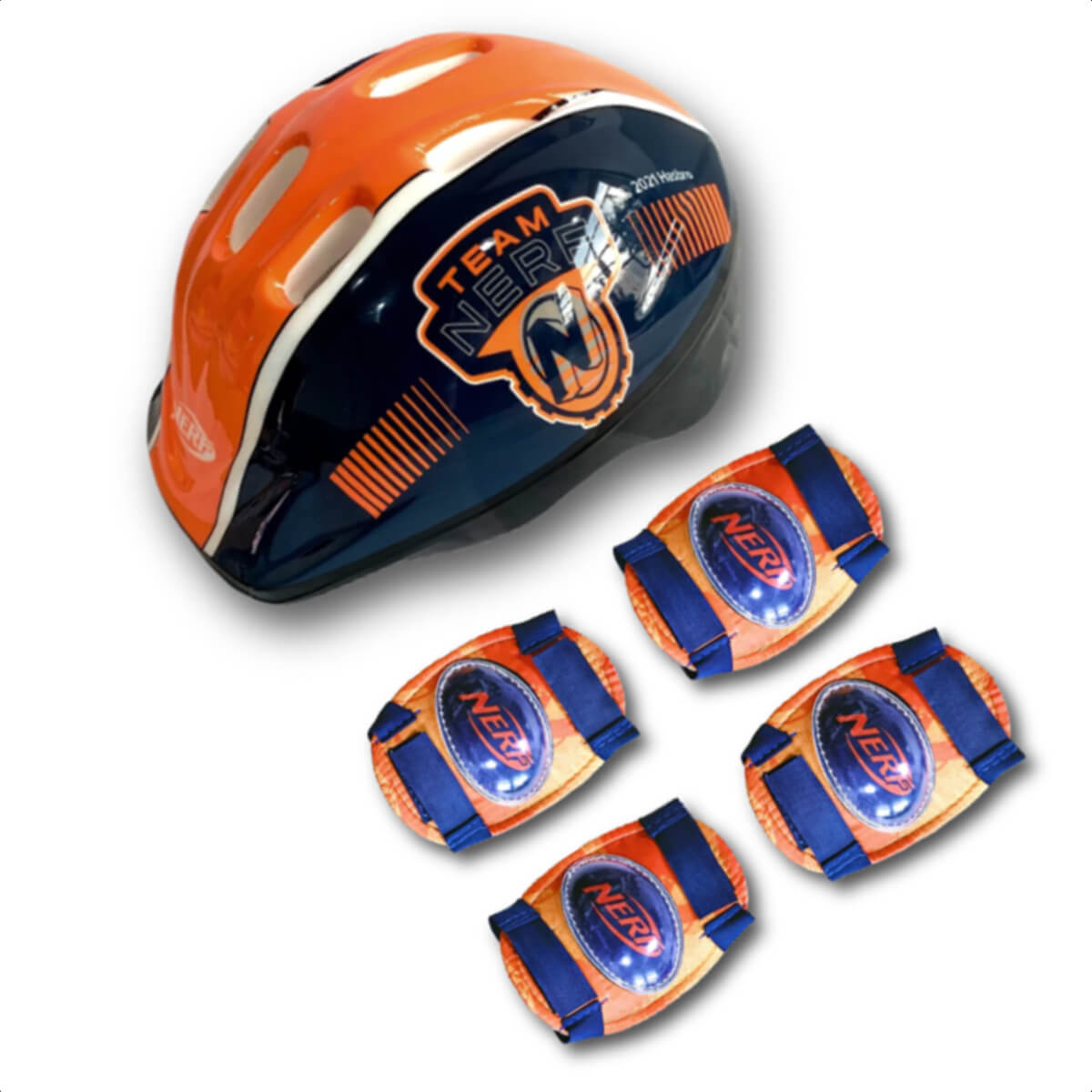 Kit de Proteção Nerf Capacete Joelheira Cotoveleira Infantil Esportes +6 anos Multikids - BR1440