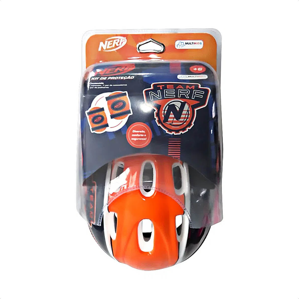 Kit de Proteção Nerf Capacete Joelheira Cotoveleira Infantil Esportes +6 anos Multikids - BR1440