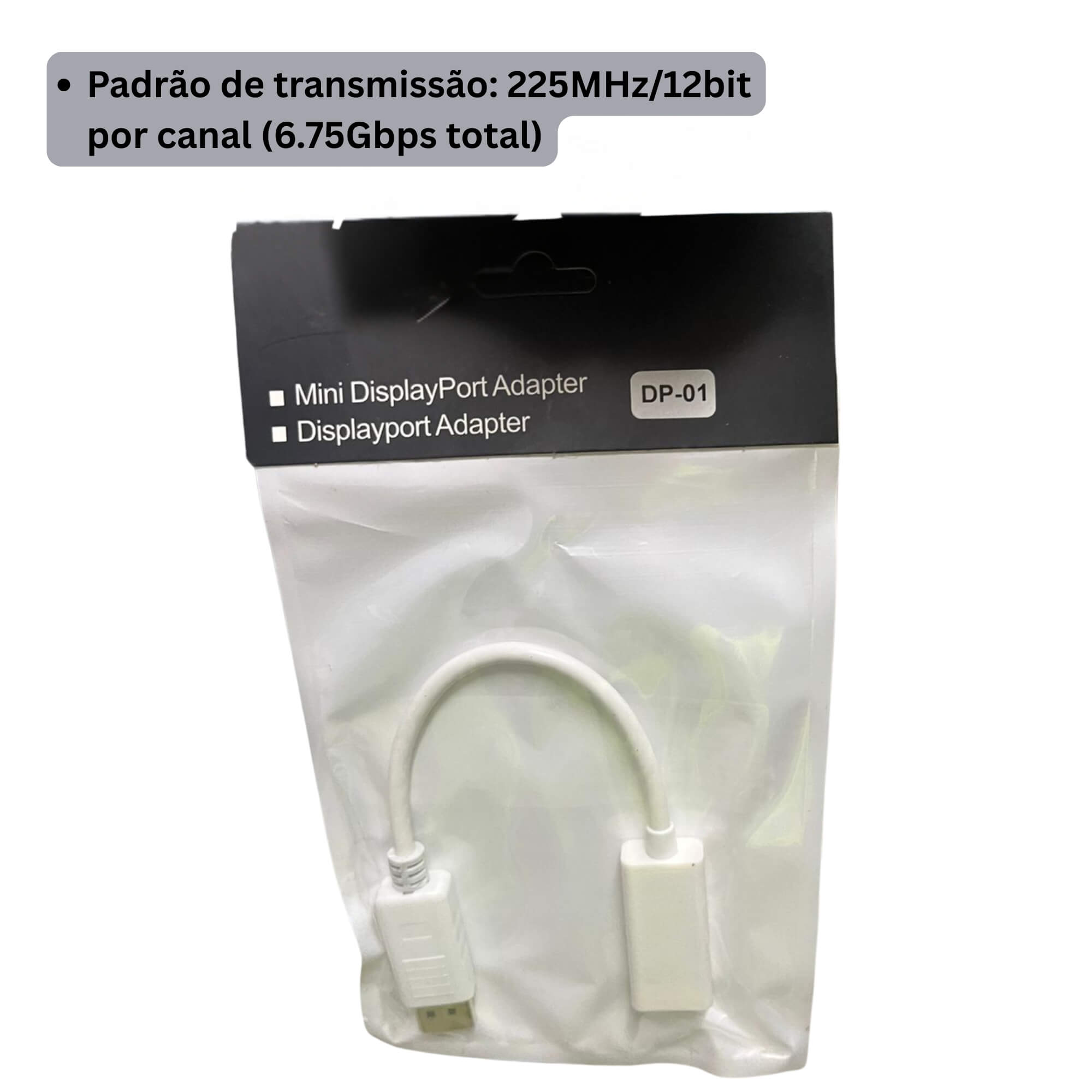 Cabo Adaptador Conversor Displayport JC-CB-DMI Para HDMI Fêmea 18Cm Branco 6972147640743 - F3