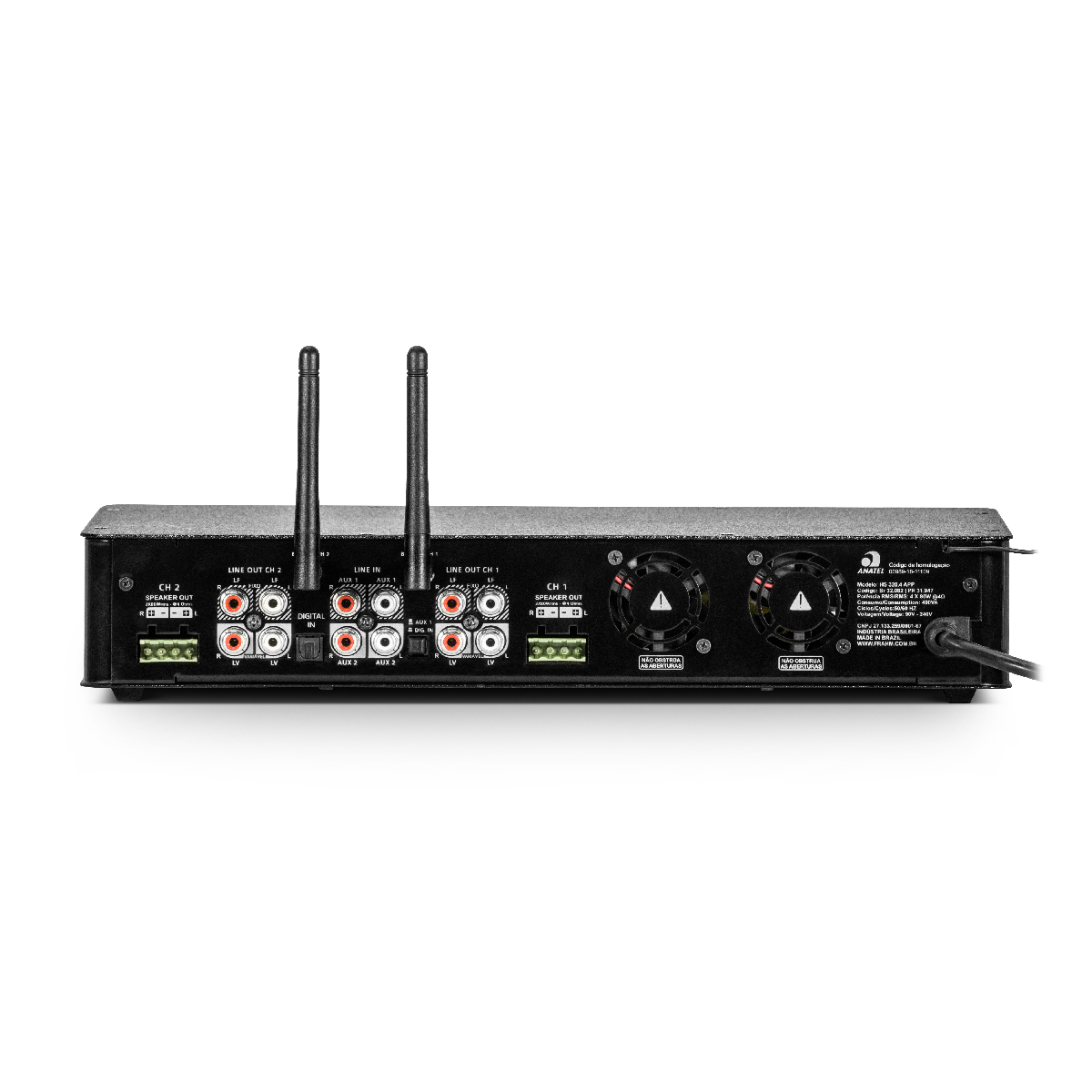 Amplificador Receiver Home Sense HS320.4 Bivolt Automático Dual Bluetooth RCA Micro SD Frahm 31947