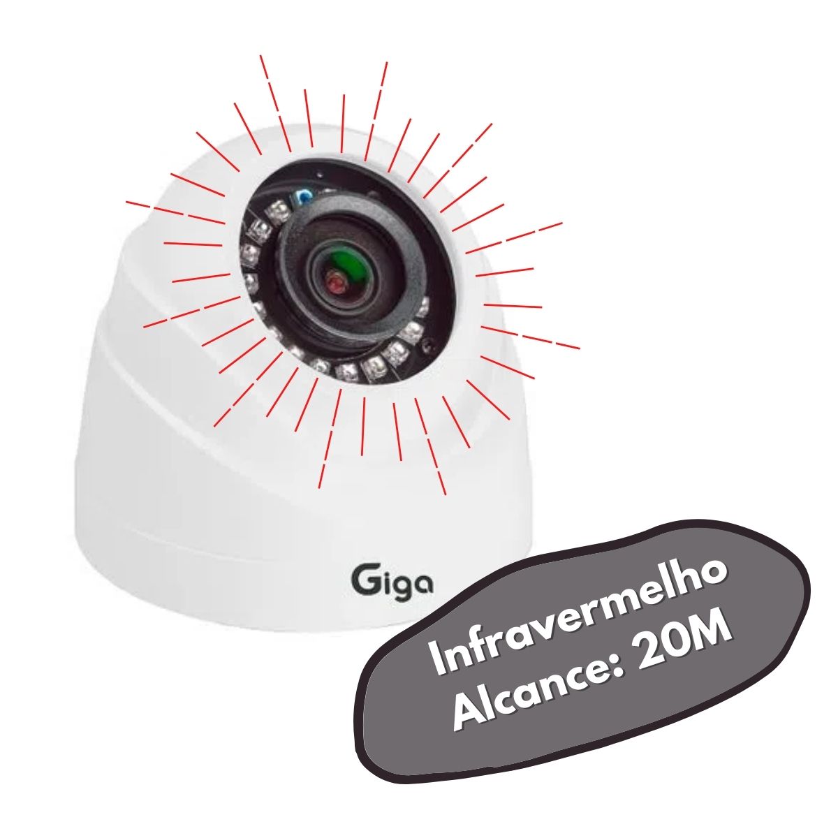 Câmera Dome Plástica 1080P Orion IR 20M Sensor Digital1/3 3.6MM 12 Led SMD D-WDR GigaGS0470A