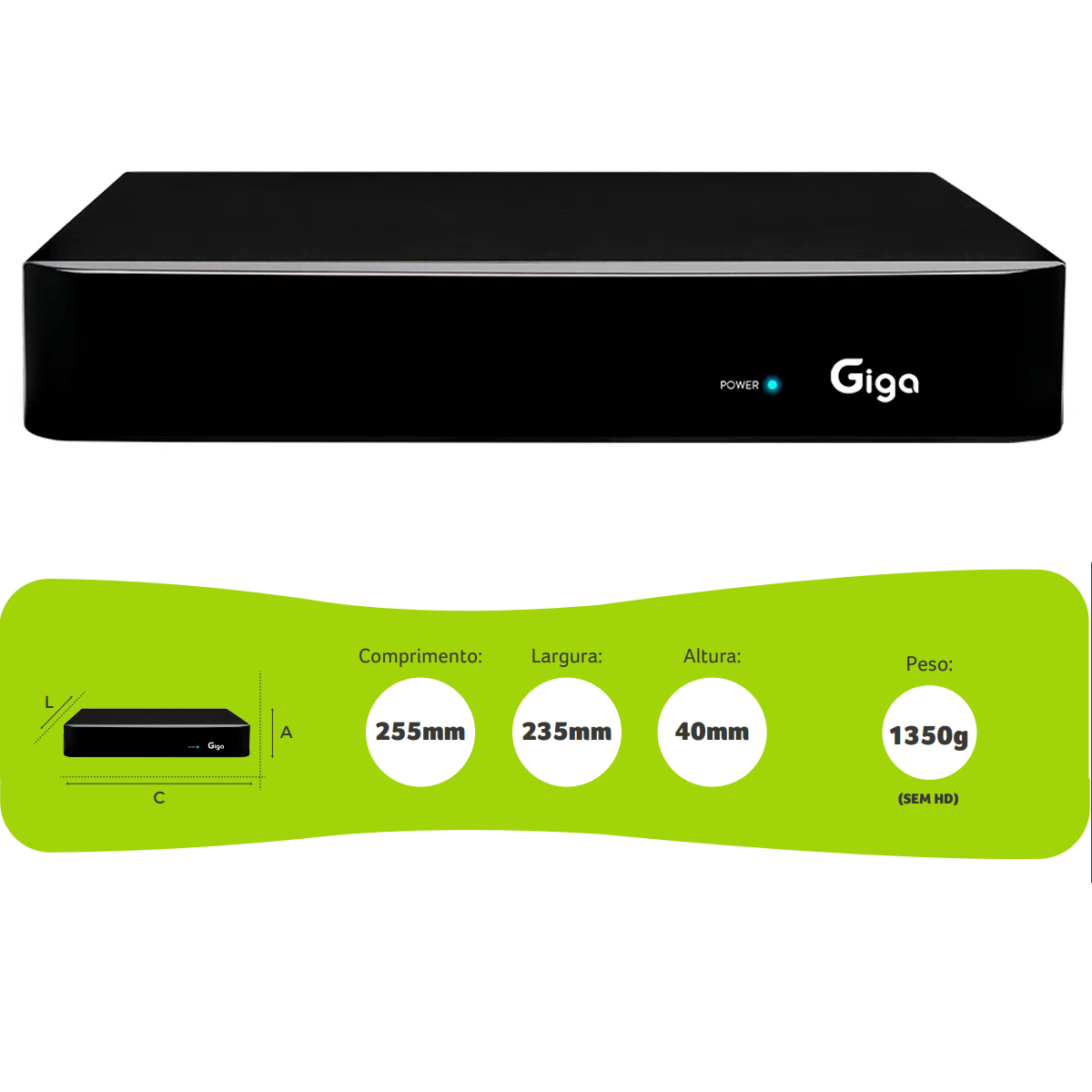 DVR Gravador de Vídeo Digital 1080N 8 Canais 960x1080 1080N  VGA e HDMI - Giga Security GS0465