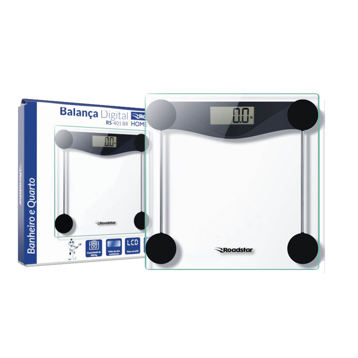 Balança de Banheiro e Quarto até 180 Kgs/ 397 lb - Roadstar RS-401BR HOME