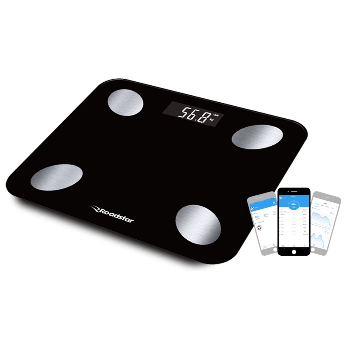 Balança de Bioimpedância com Bluetooth App 12 Índices Corporais - Roadstar RS-870BR