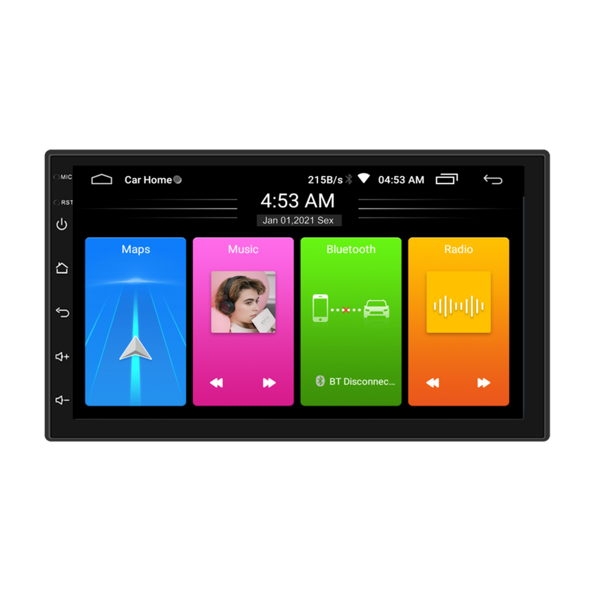 Central Multimídia Android 10.1 7Pol Bluetooth WiFi GPS USB Full Touch RS-808BR Plus-Roadstar