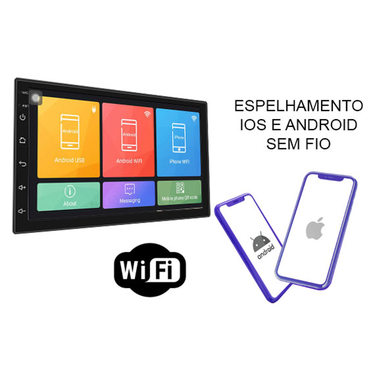 Central Multimídia Android 10.1 7Pol Bluetooth WiFi GPS USB Full Touch RS-808BR Plus-Roadstar