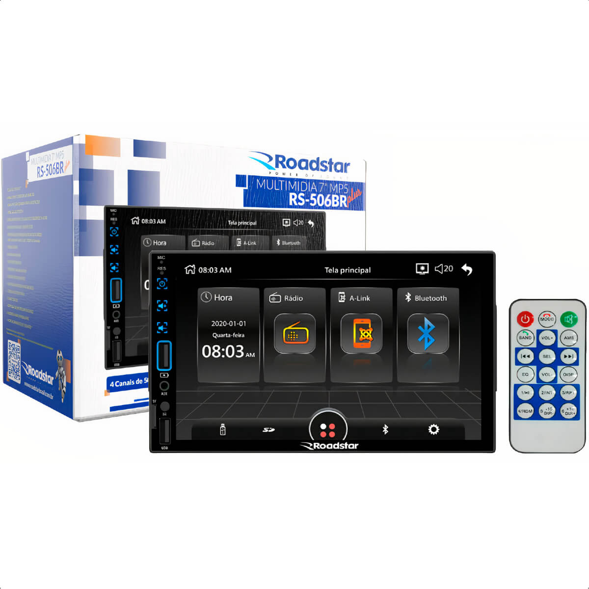 Central Multimídia 2 Din MP5 7pol Full Touch Bluetooth Micro SD AUX USB RS-506BR Plus - Roadstar