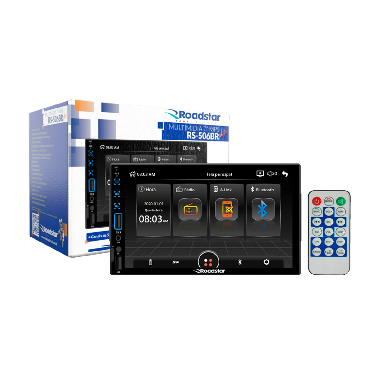 Central Multimídia 2 Din MP5 7pol Full Touch Bluetooth Micro SD AUX USB RS-506BR Plus - Roadstar