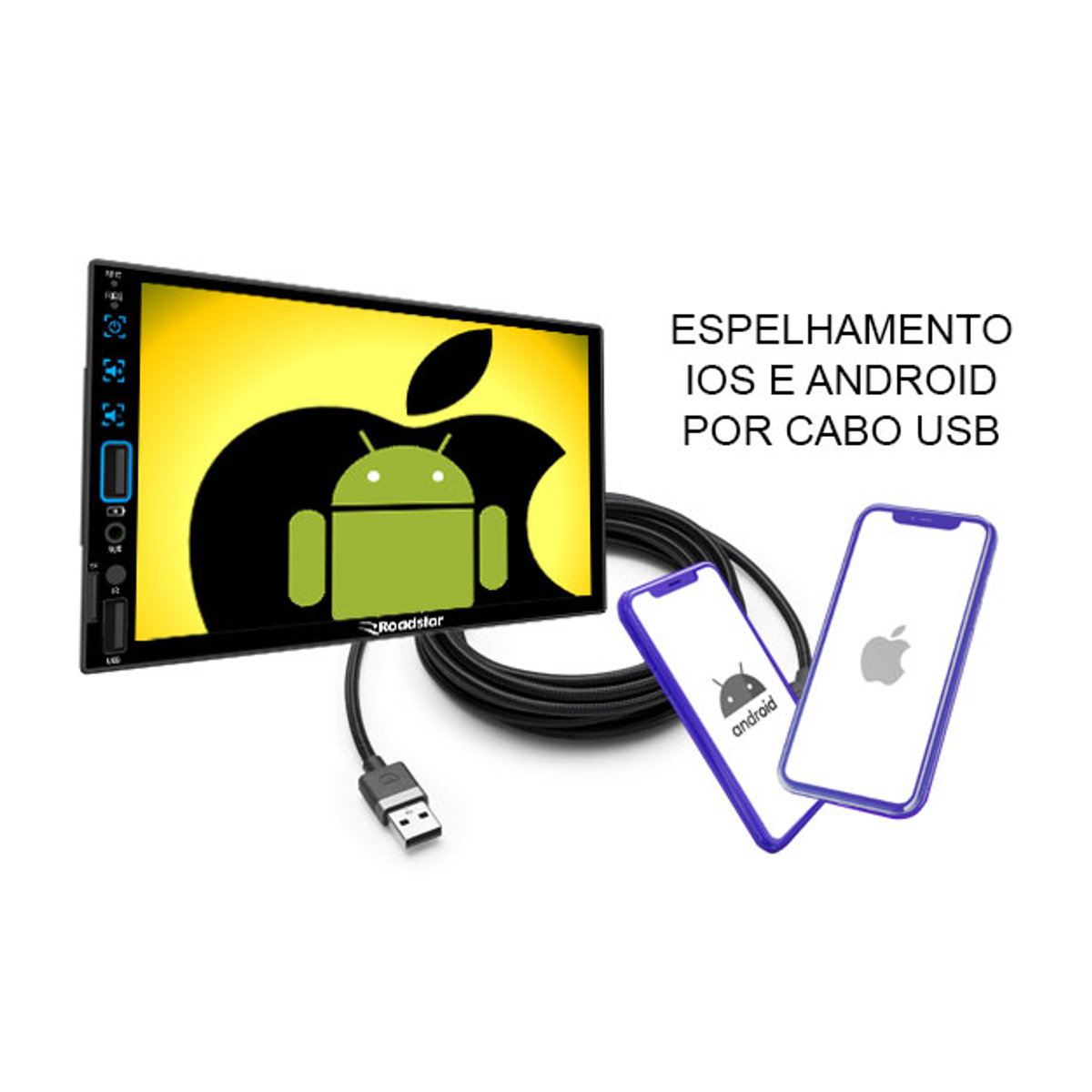 Central Multimídia 2 Din MP5 7pol Full Touch Bluetooth Micro SD AUX USB RS-506BR Plus - Roadstar