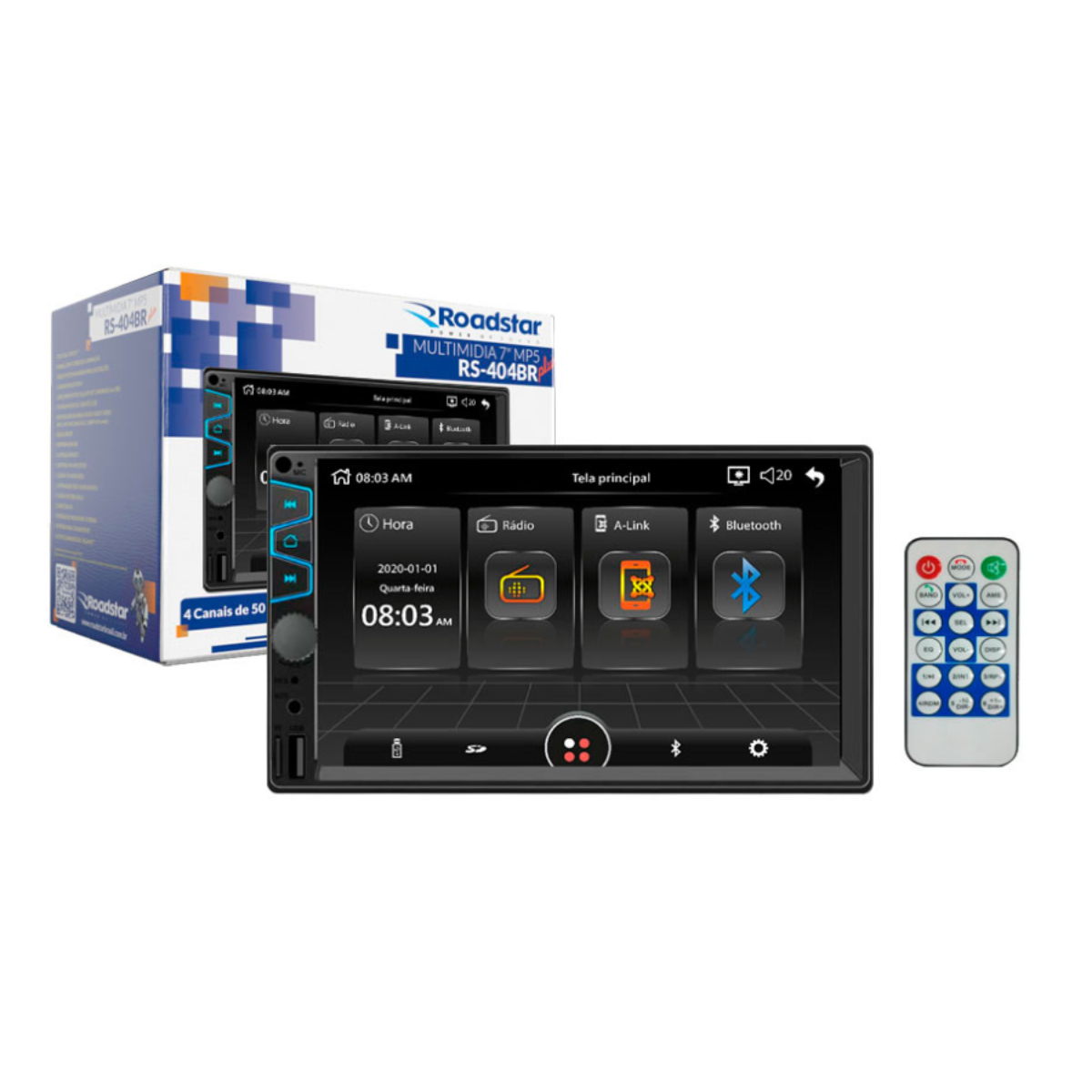 Central Multimídia MP5 2 Din 7" Bluetooth Micro SD USB Auxiliar Android RS-404BR Plus - Roadstar