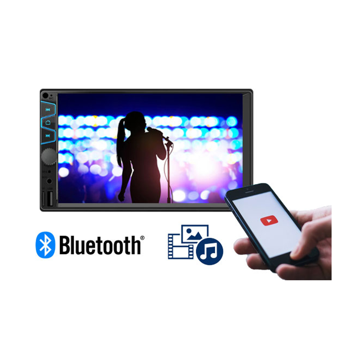 Central Multimídia MP5 2 Din 7" Bluetooth Micro SD USB Auxiliar Android RS-404BR Plus - Roadstar