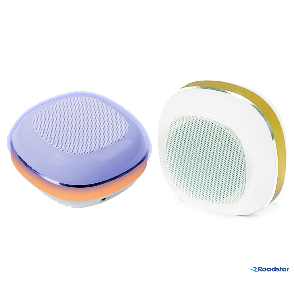 Caixa de Som Bluetooth Roadstar Box 3W Branco e Dourado com LED