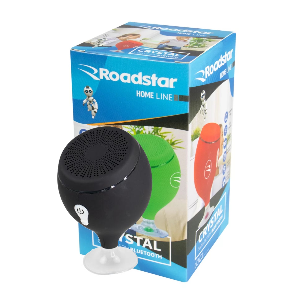 Caixa de Som Bluetooth Crystal Preta 5W com Ventosa Resistente Contra Água IPX6